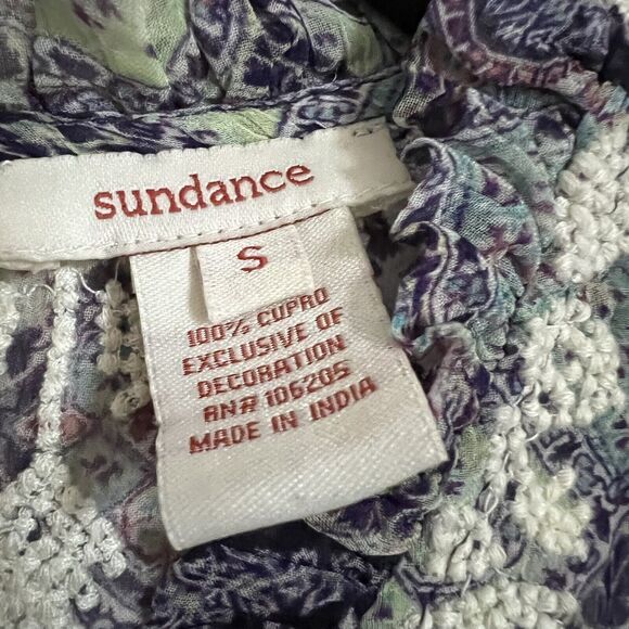 SUNDANCE Victorian charm Embroidered Long Slv Blouse Sz S Boho Lined Crinkle - Picture 4 of 10